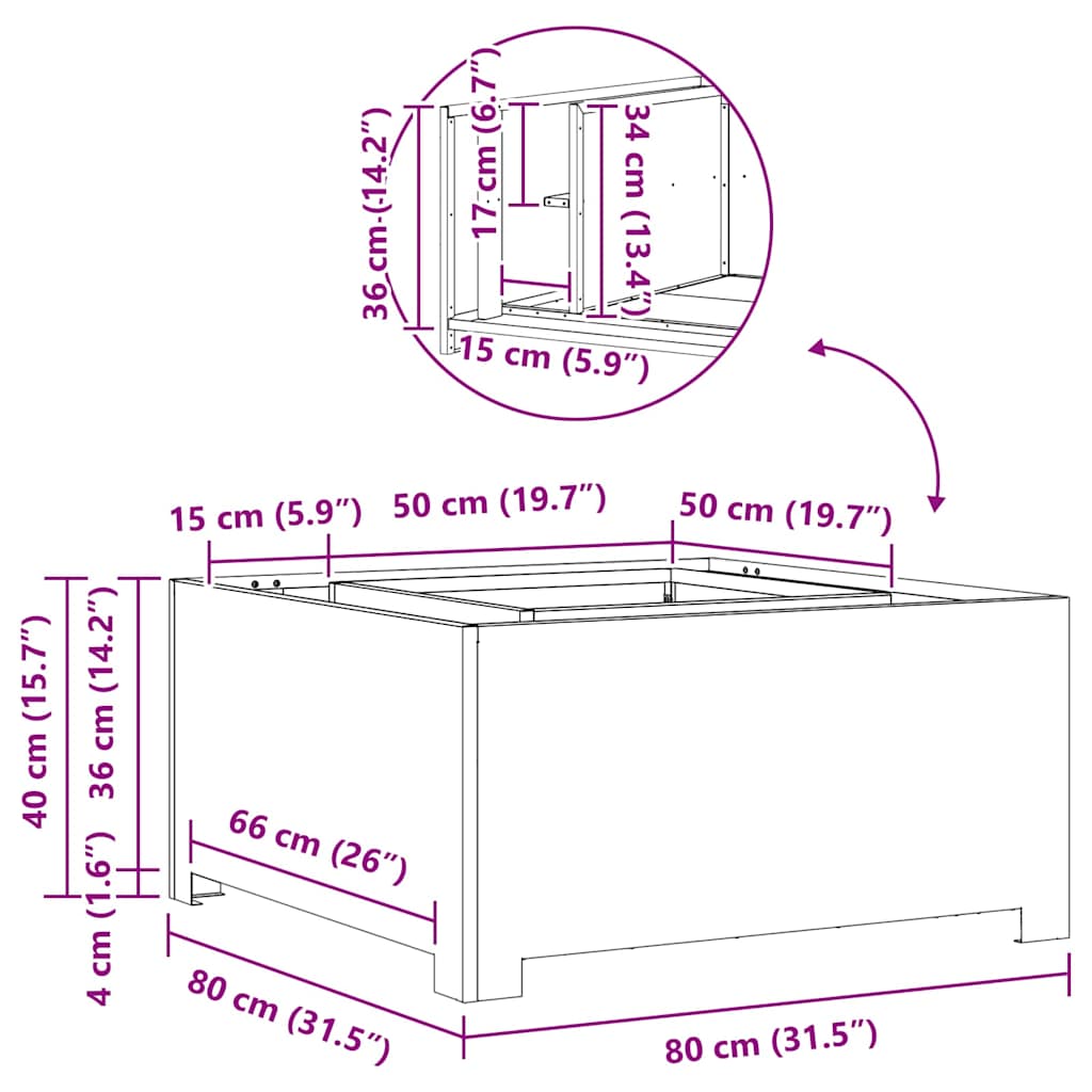 Fire Pit Black 80 x 80 x 40 cm Cold-rolled steel