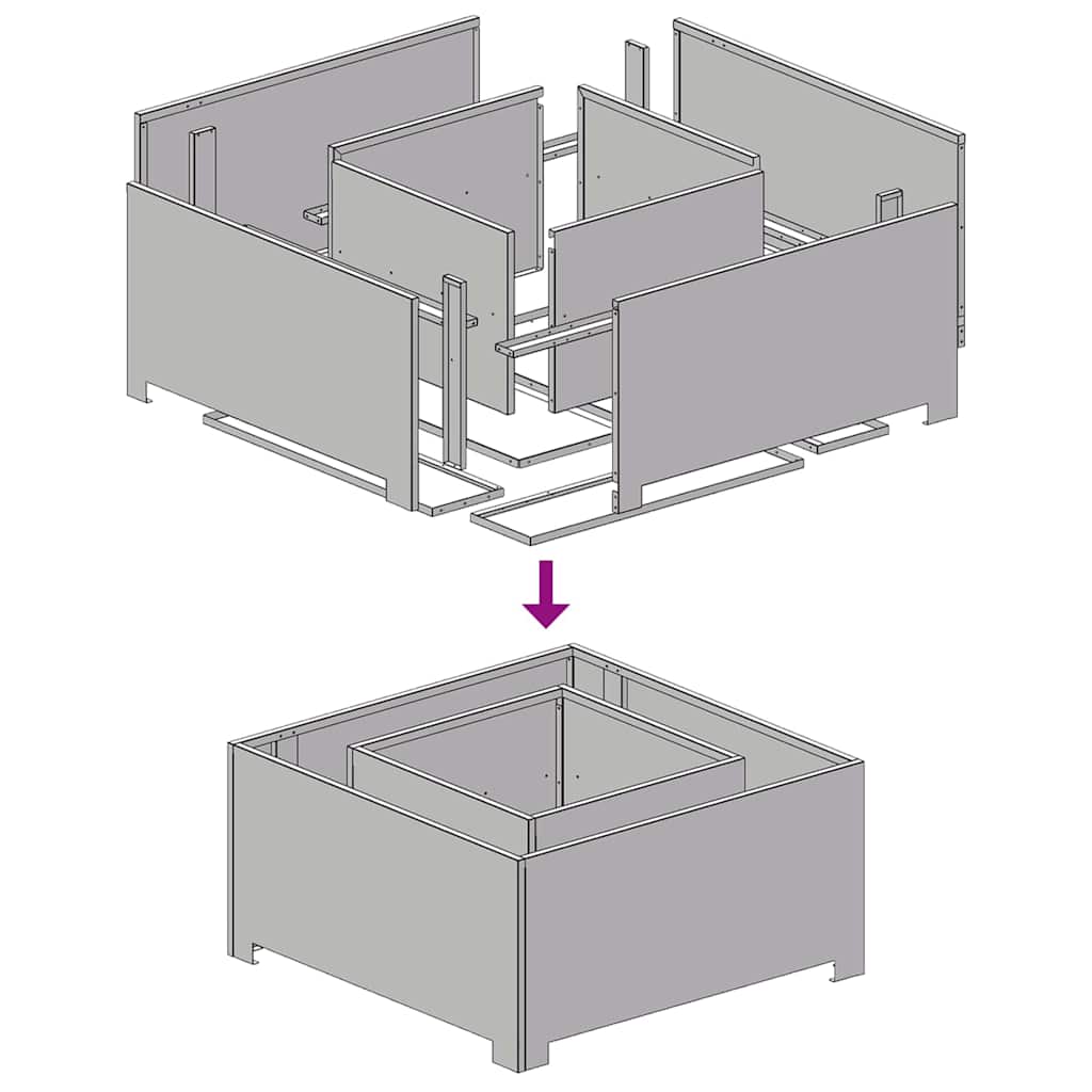 Fire Pit Brown 80 x 80 x 40 cm Weathering steel