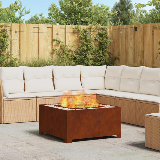 Fire Pit Brown 80 x 80 x 40 cm Weathering Steel