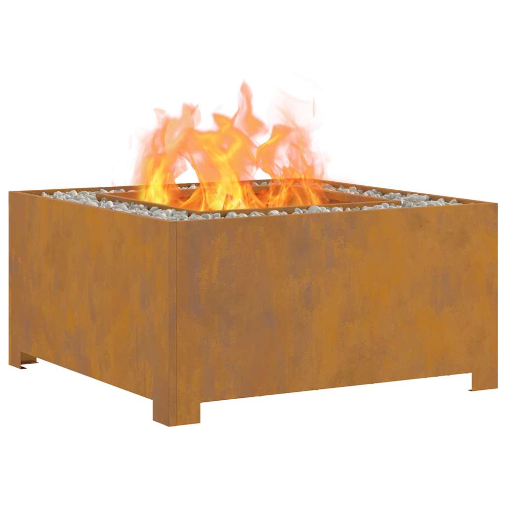Fire Pit Brown 80 x 80 x 40 cm Weathering steel