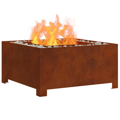Fire Pit Brown 80 x 80 x 40 cm Weathering Steel