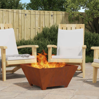 Fire Pit Brown 60 x 60 x 30 cm Weather Steel