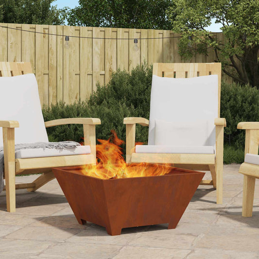 Fire Pit Brown 60 x 60 x 30 cm Weather Steel