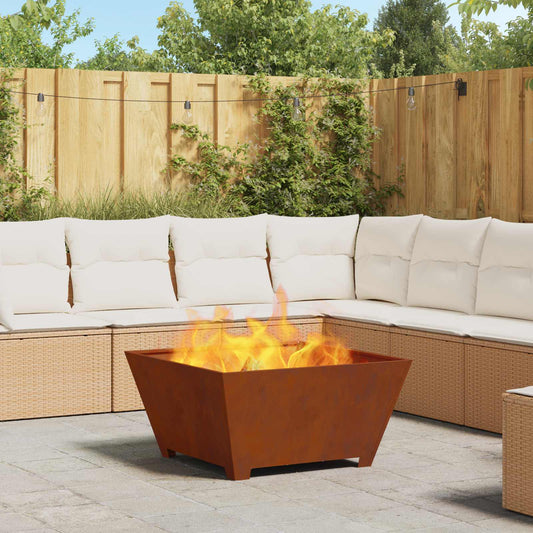 Fire Pit Brown 80 x 80 x 40 cm Weathering Steel