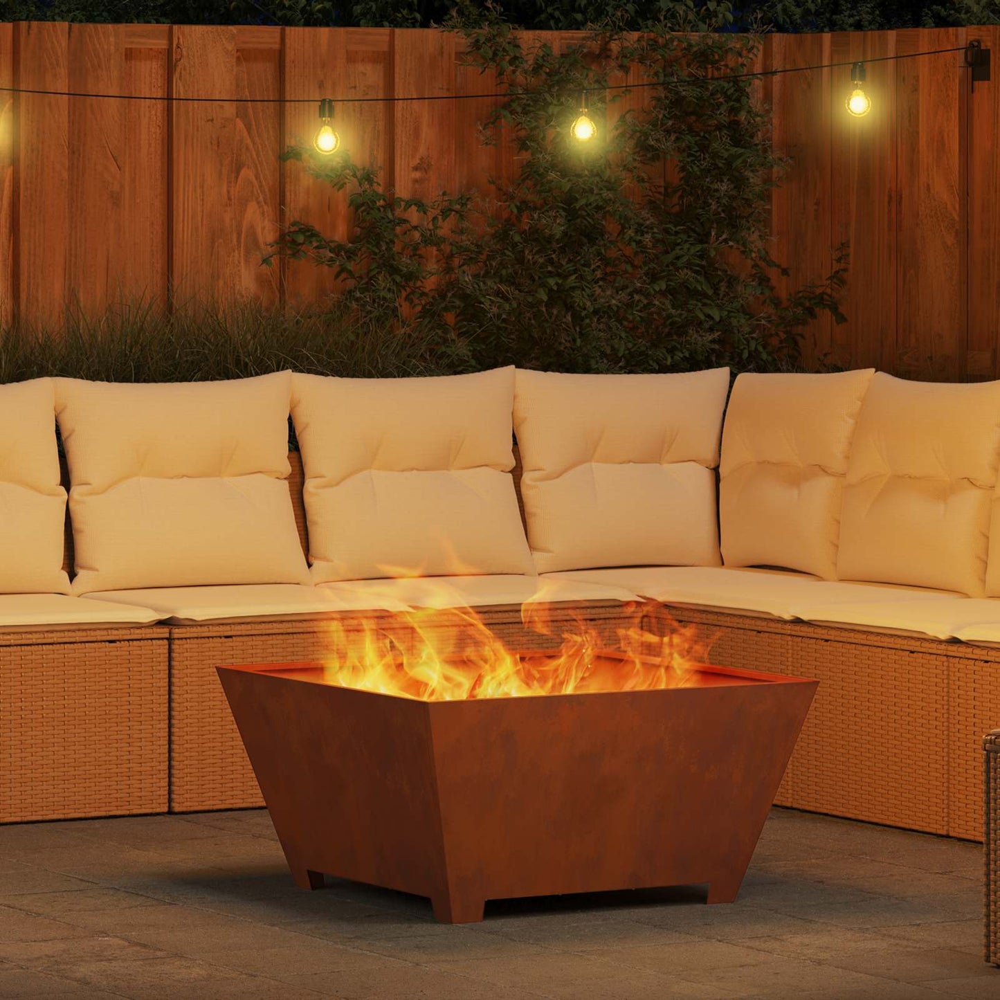 Fire Pit Brown 80 x 80 x 40 cm Weathering Steel