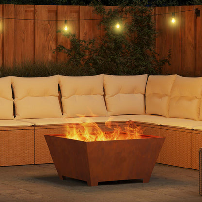 Fire Pit Brown 80 x 80 x 40 cm Weathering Steel