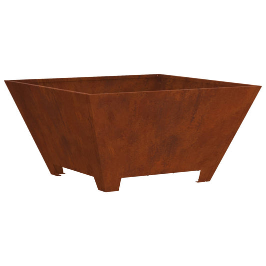 Fire Pit Brown 80 x 80 x 40 cm Weathering Steel