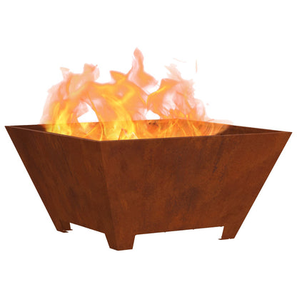 Fire Pit Brown 80 x 80 x 40 cm Weathering Steel