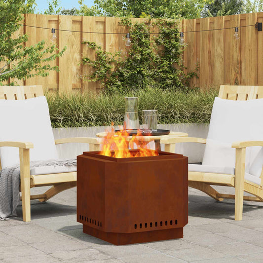 Smokeless Fire Pit Brown 58 x 58 x 51 cm Weathering Steel