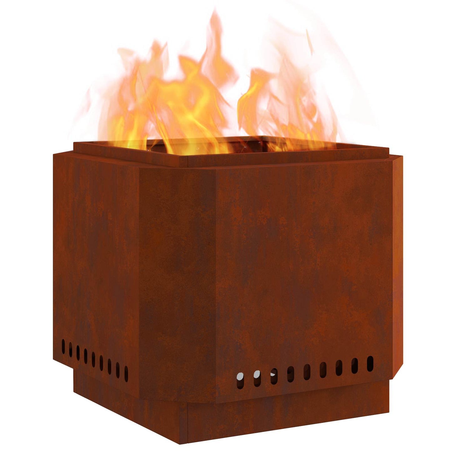 Smokeless Fire Pit Brown 58 x 58 x 51 cm Weathering Steel