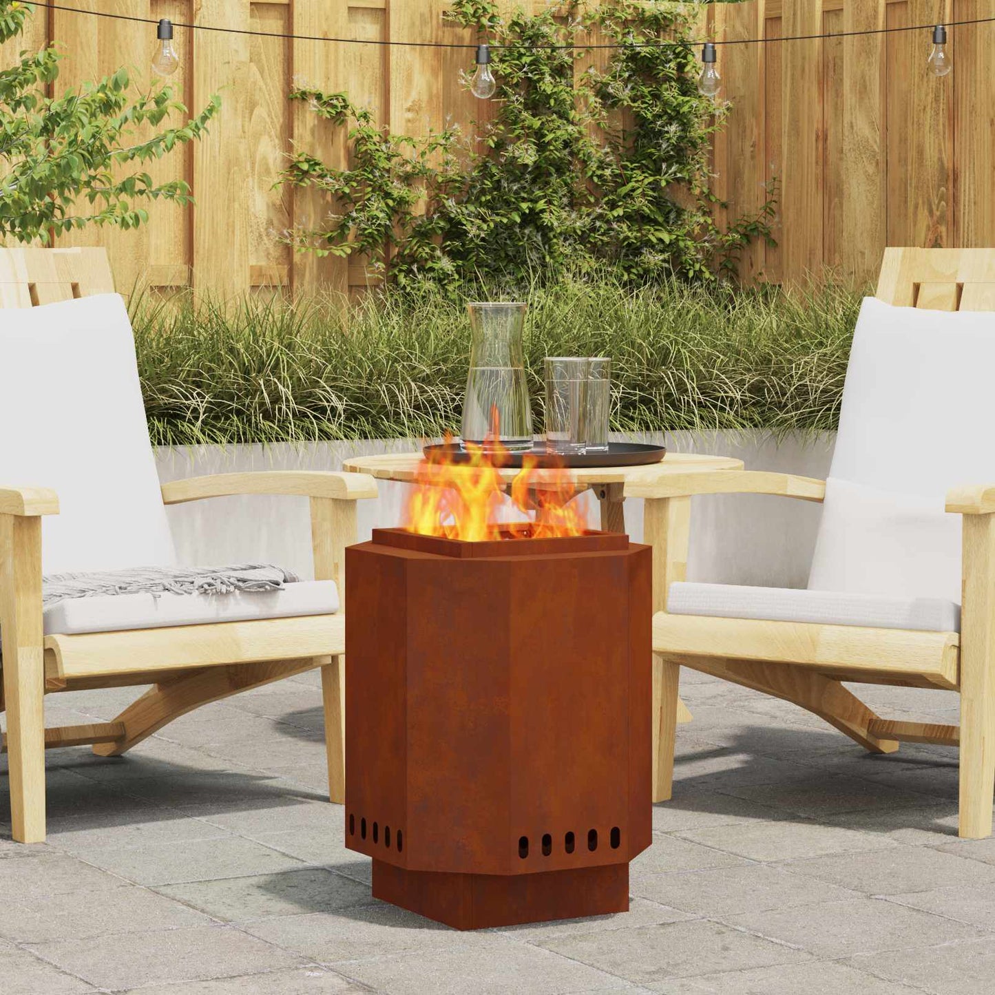 Smokeless Fire Pit Brown 38 x 38 x 51 cm Weathering Steel