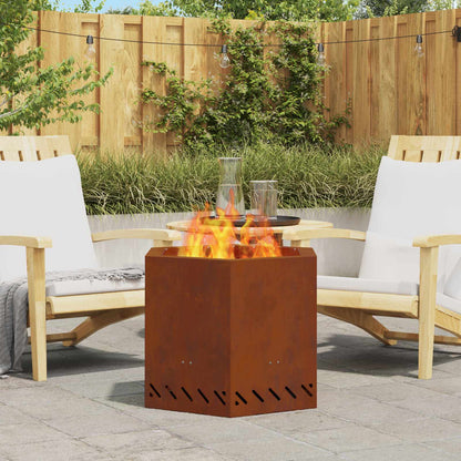 Smokeless Fire Pit Brown 58 x 58 x 51 cm Weathering Steel