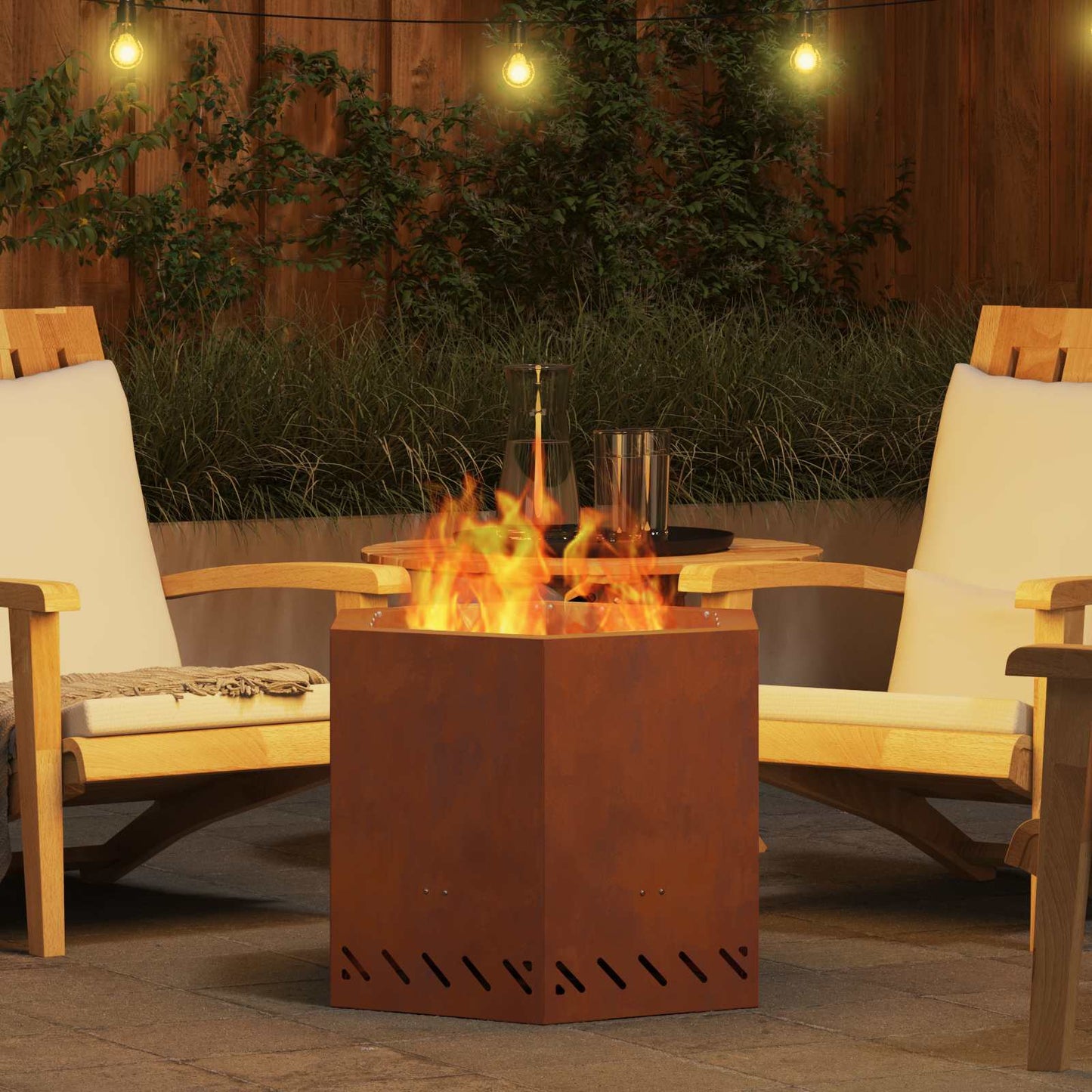 Smokeless Fire Pit Brown 58 x 58 x 51 cm Weathering Steel