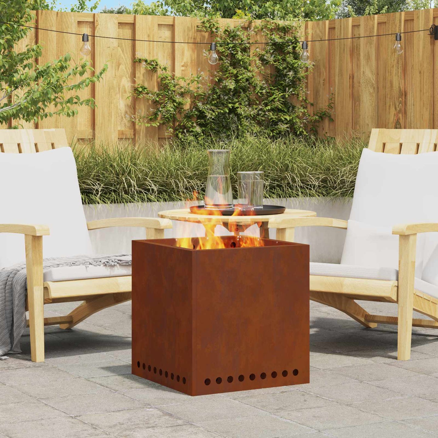 Smokeless Fire Pit Brown 48 x 48 x 50 cm Weathering Steel