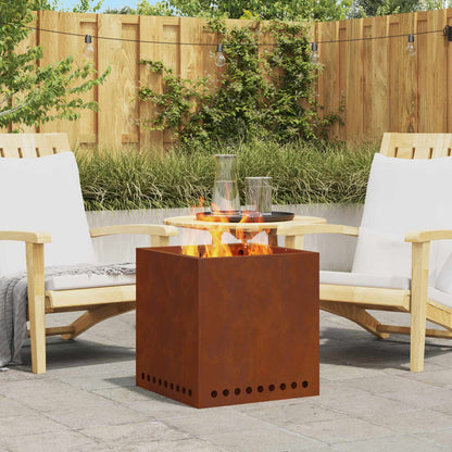 Smokeless Fire Pit Brown 48 x 48 x 50 cm Weathering Steel