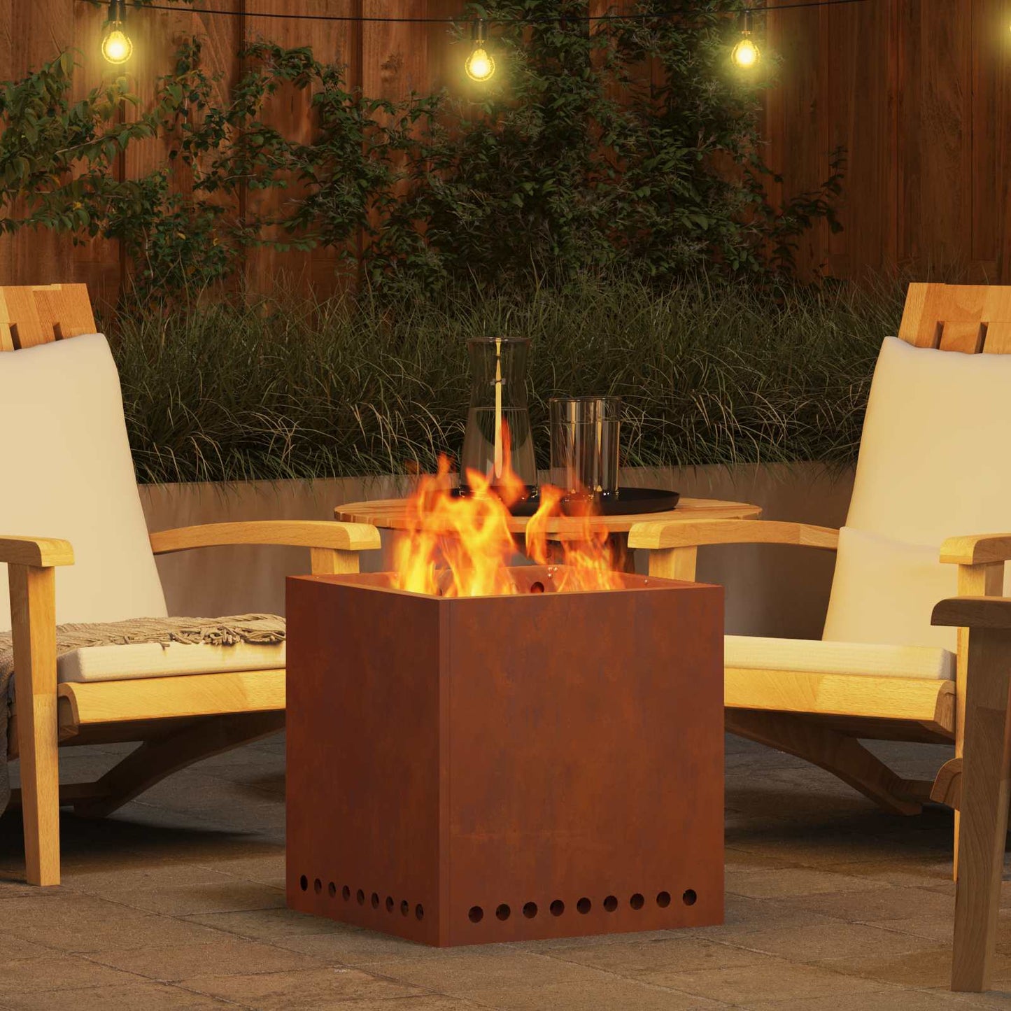 Smokeless Fire Pit Brown 48 x 48 x 50 cm Weathering Steel