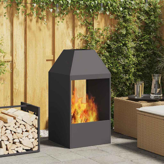 Fire Pit Black 50 x 50 x 100 cm Steel
