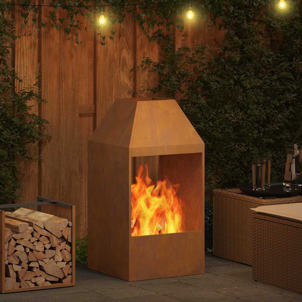Fire Pit Brown 50 x 50 x 100 cm Steel
