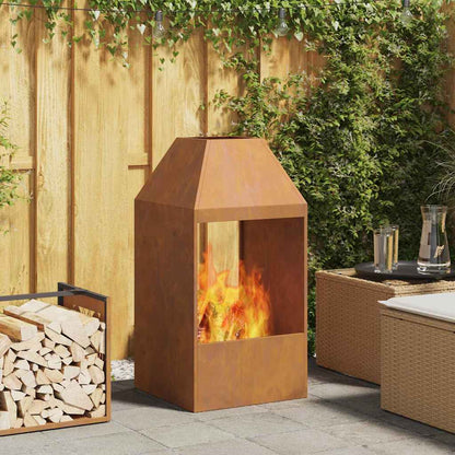 Fire Pit Brown 50 x 50 x 100 cm Steel