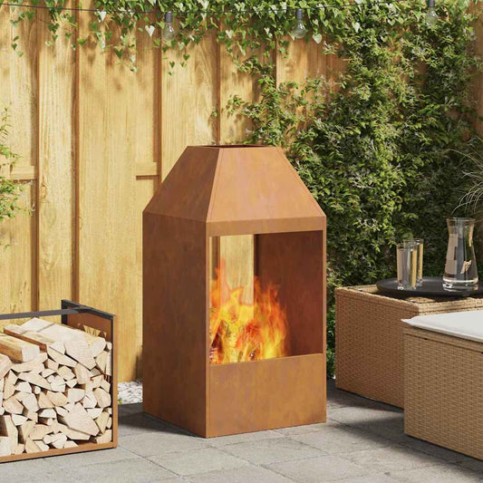 Fire Pit Brown 50 x 50 x 100 cm Steel
