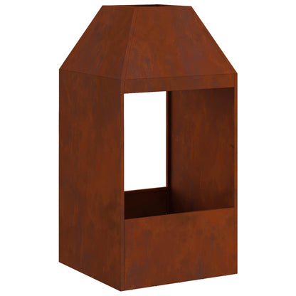 Fire Pit Brown 50 x 50 x 100 cm Weathering Steel