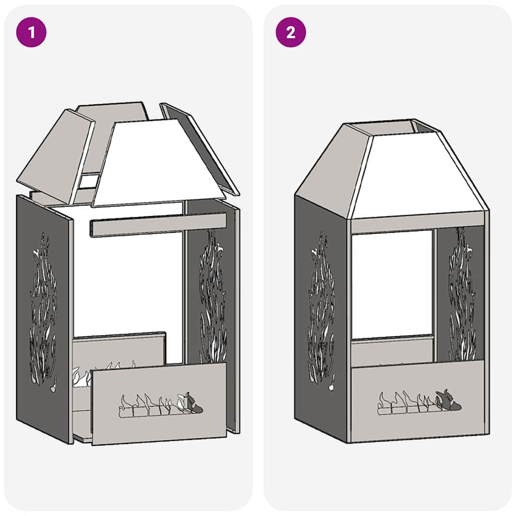 Fire Pit Black 50 x 50 x 100 cm Steel