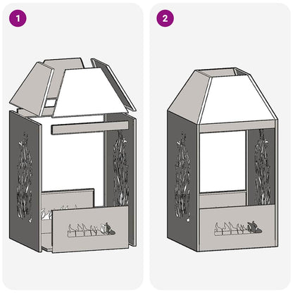 Fire Pit Black 50 x 50 x 100 cm Steel