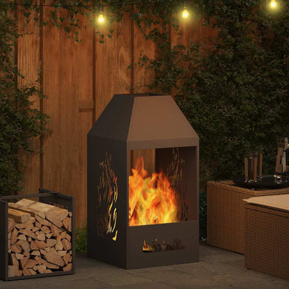 Fire Pit Black 50 x 50 x 100 cm Steel