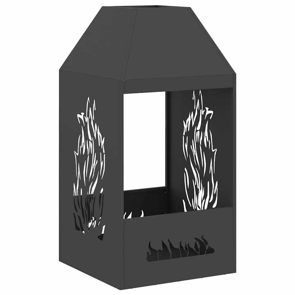 Fire Pit Black 50 x 50 x 100 cm Steel