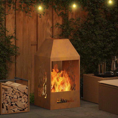 Fire Pit Brown 50 x 50 x 100 cm Steel