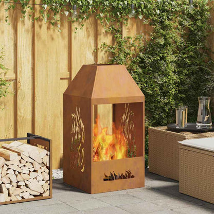 Fire Pit Brown 50 x 50 x 100 cm Steel