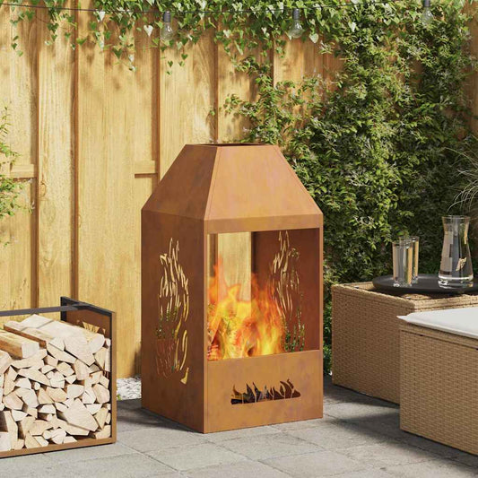 Fire Pit Brown 50 x 50 x 100 cm Steel