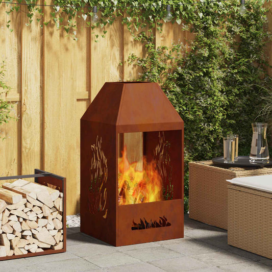 Fire Pit Brown 50 x 50 x 100 cm Weather Steel