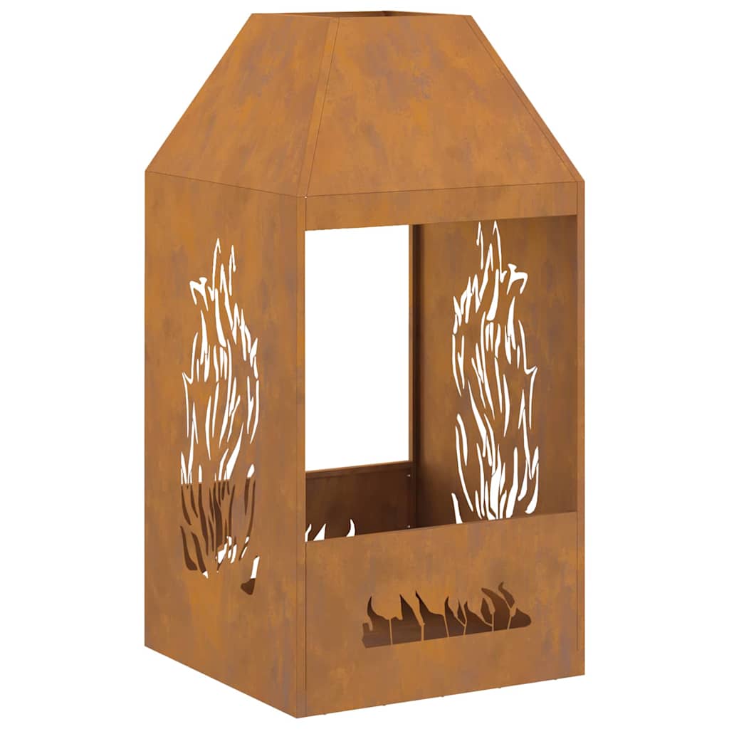 Fire Pit Brown 50 x 50 x 100 cm Steel