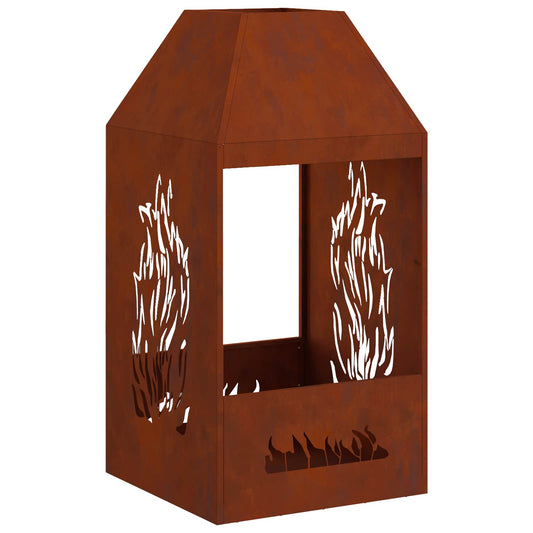 Fire Pit Brown 50 x 50 x 100 cm Weather Steel