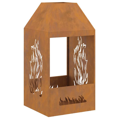 Fire Pit Brown 50 x 50 x 100 cm Steel