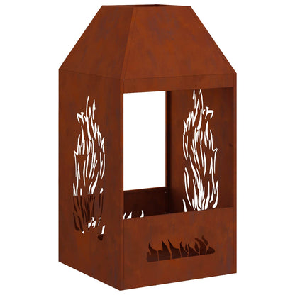 Fire Pit Brown 50 x 50 x 100 cm Weather Steel