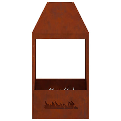 Fire Pit Brown 50 x 50 x 100 cm Weather Steel