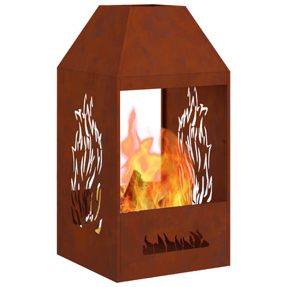 Fire Pit Brown 50 x 50 x 100 cm Weather Steel