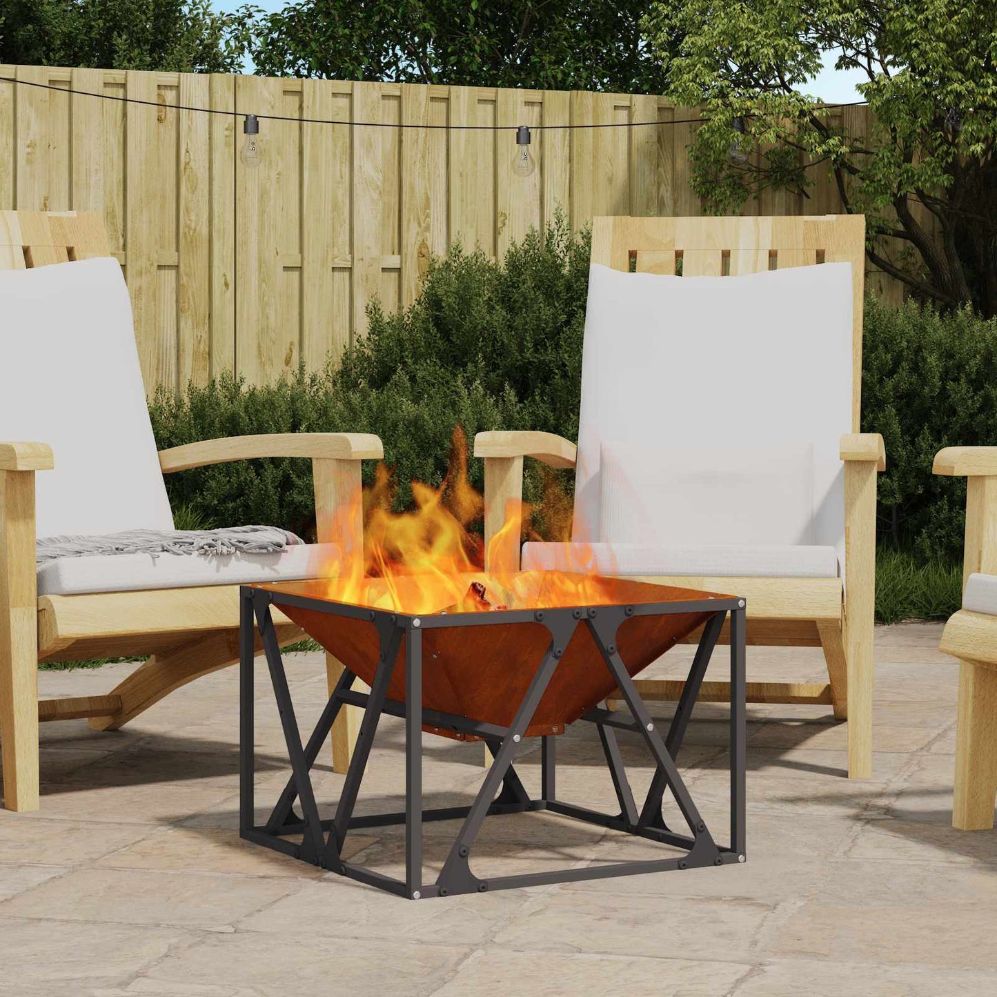 Fire Pit Brown 50 x 50 x 35 cm Weathering Steel