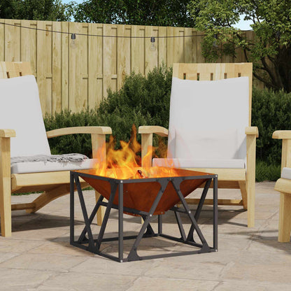 Fire Pit Brown 50 x 50 x 35 cm Weathering Steel