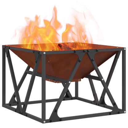 Fire Pit Brown 50 x 50 x 35 cm Weathering Steel