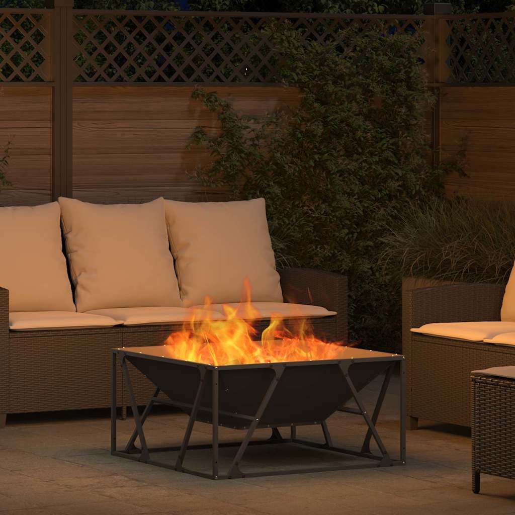 Fire Pit Black 80 x 80 x 40 cm Steel
