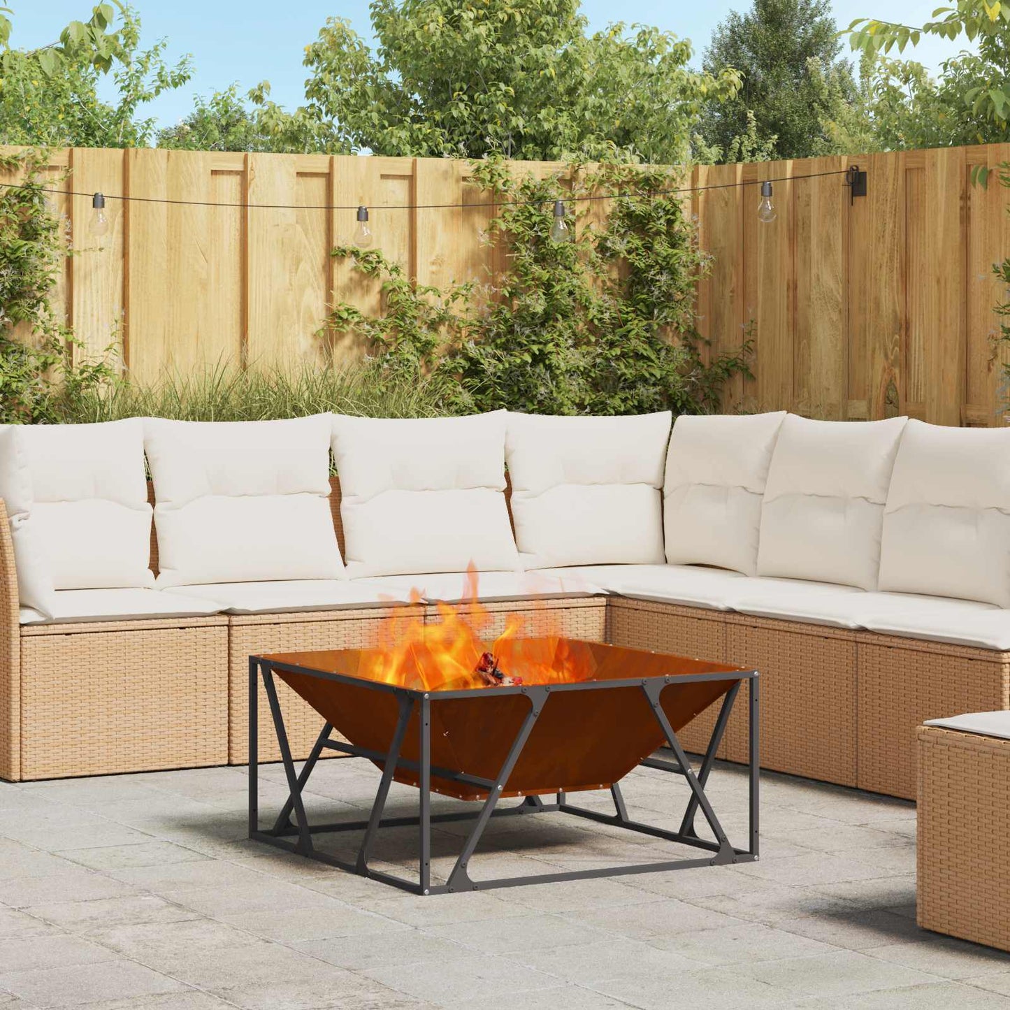 Fire Pit Brown 80 x 80 x 40 cm Weathering Steel