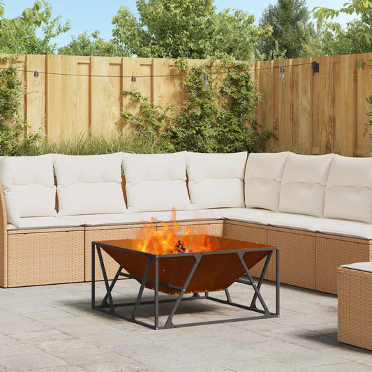 Fire Pit Brown 80 x 80 x 40 cm Weathering Steel