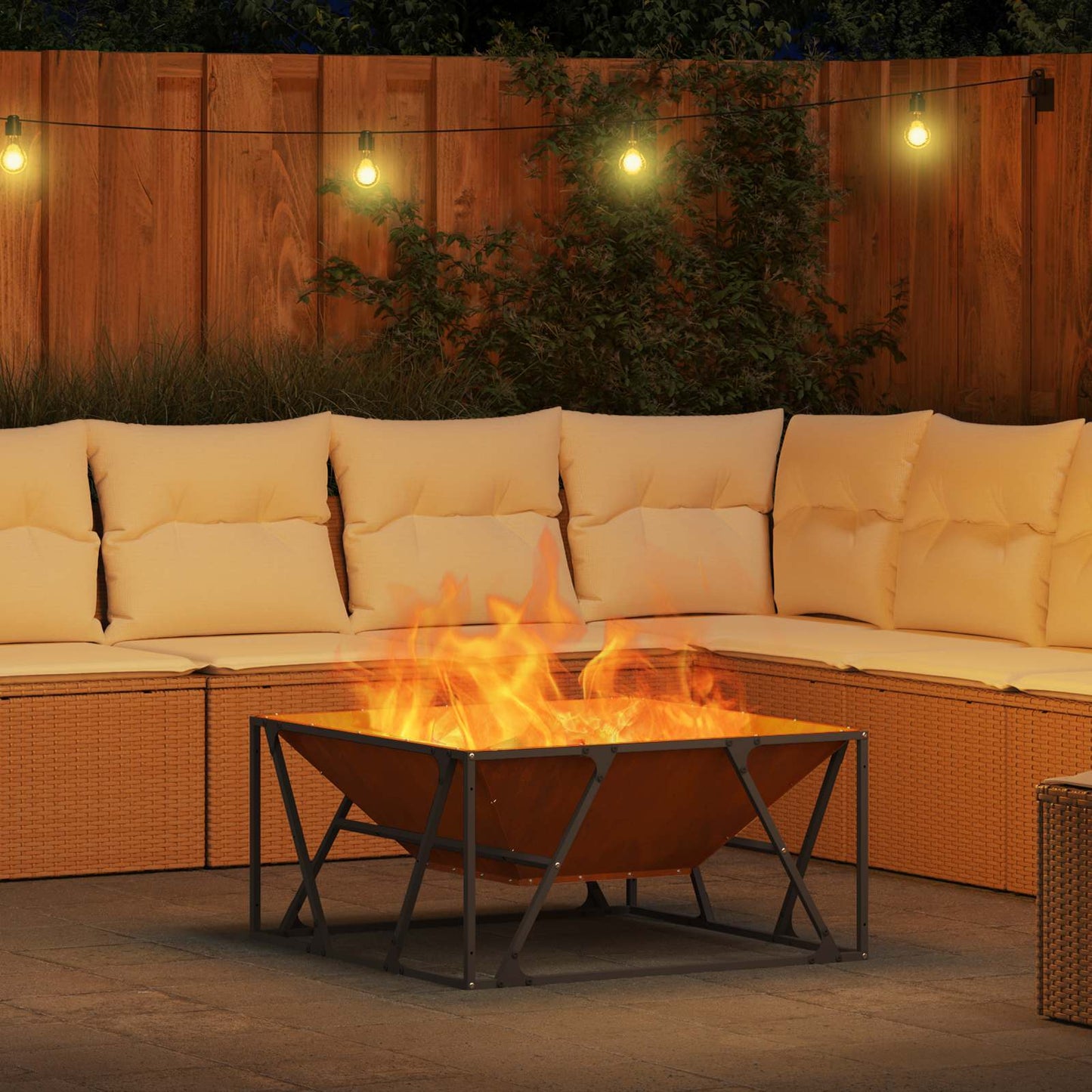 Fire Pit Brown 80 x 80 x 40 cm Weathering Steel