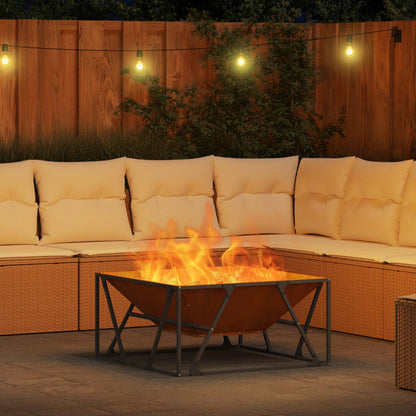 Fire Pit Brown 80 x 80 x 40 cm Weathering Steel