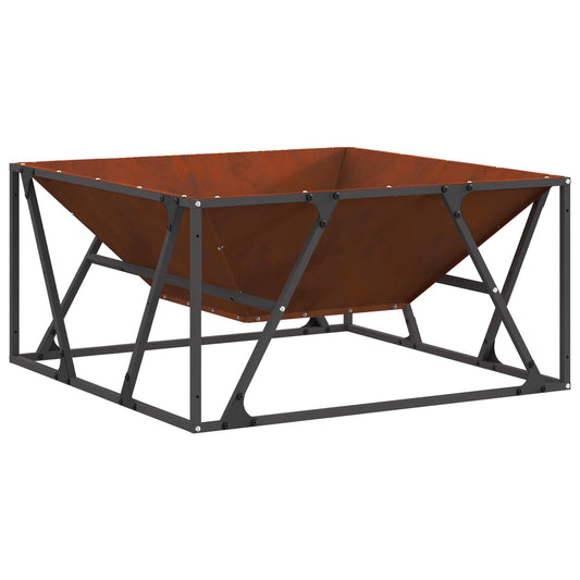 Fire Pit Brown 80 x 80 x 40 cm Weathering Steel