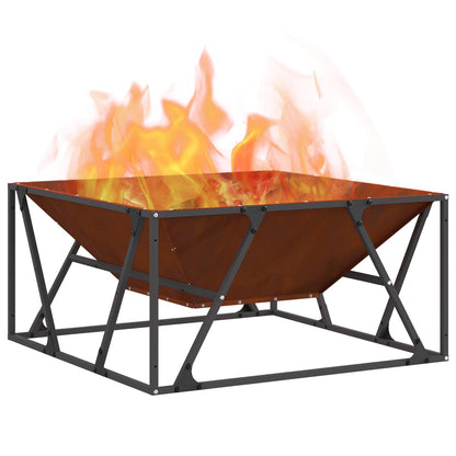 Fire Pit Brown 80 x 80 x 40 cm Weathering Steel