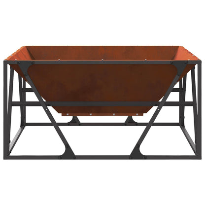 Fire Pit Brown 80 x 80 x 40 cm Weathering Steel